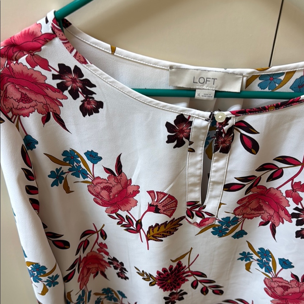 LOFT Floral Print Women's Top - XL - Picture 3 of 7